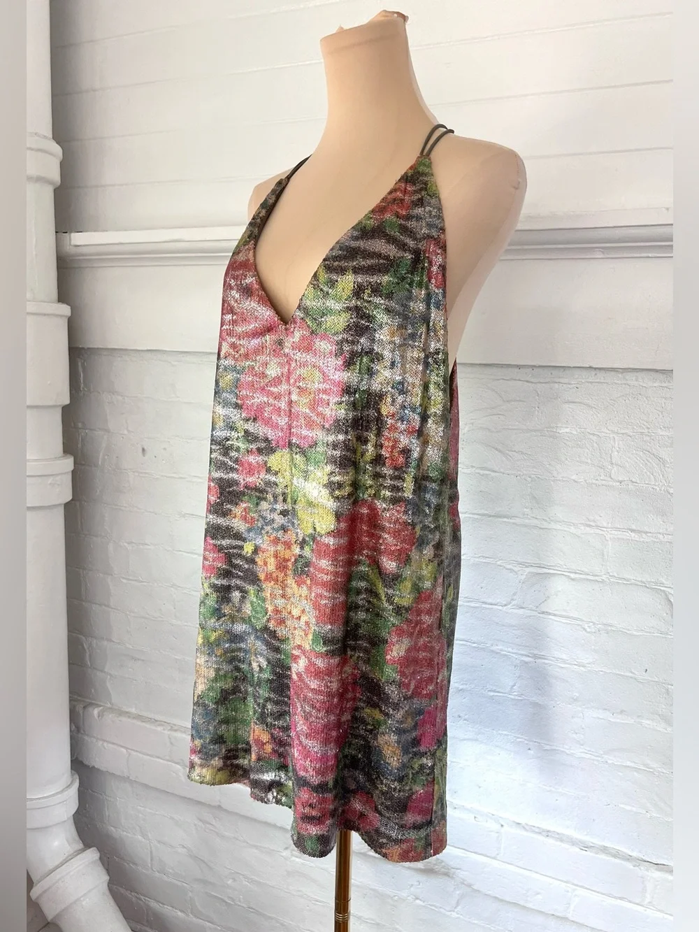 Free People Tangier Pink Multi Floral Sequin Mini Dress - Picture 7 of 12